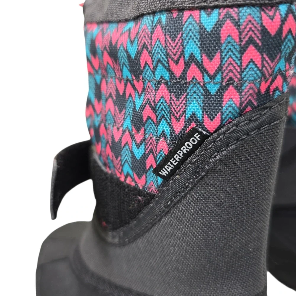 Columbia Kids Waterproof Winter Snow Boots Pink Teal Zig Zag Girls Size 6